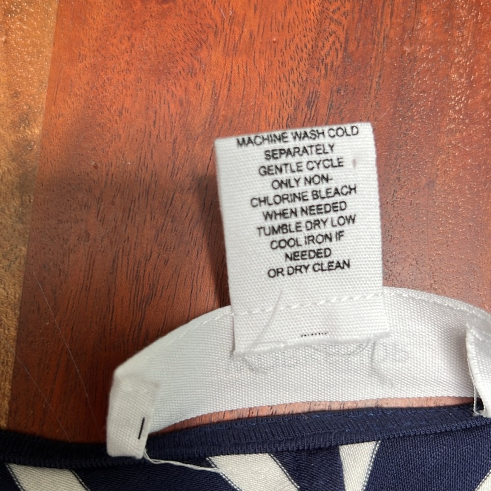 Navy Blue & White Chevron Design A-Line Dress by Workshop Sz L - Picture 5 of 6